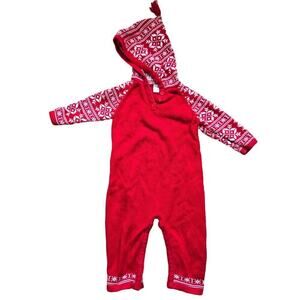 Hanna Andersson Baby Fair Isle Sweater Red Romper Size 80 18-24M
